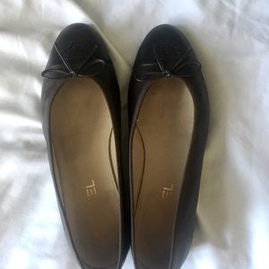 CHANEL Ballet Ballerina Flats Brown captoe 40 9